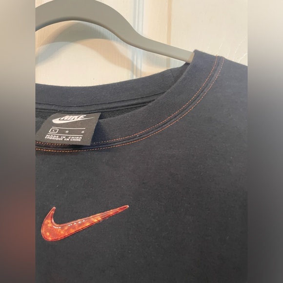 Vintage Y2K 2009 Nike Sweatshirt Unisex Large Crewneck Center Check Black Lava - Picture 9 of 13